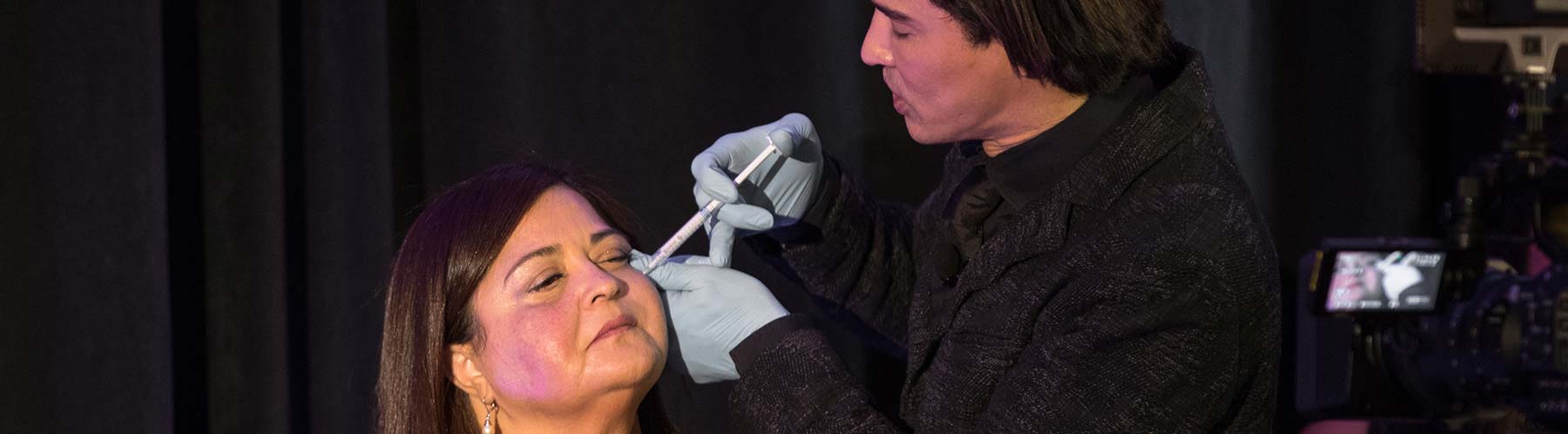 Dr. Shino Bay demonstrating an upper cheek injection using Radiesse

